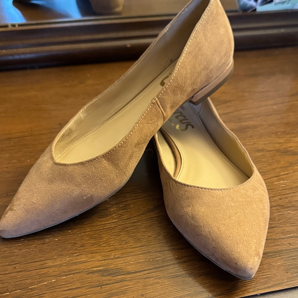 Circus by Sam Edelman Beige Suede Pointed Toe Flats